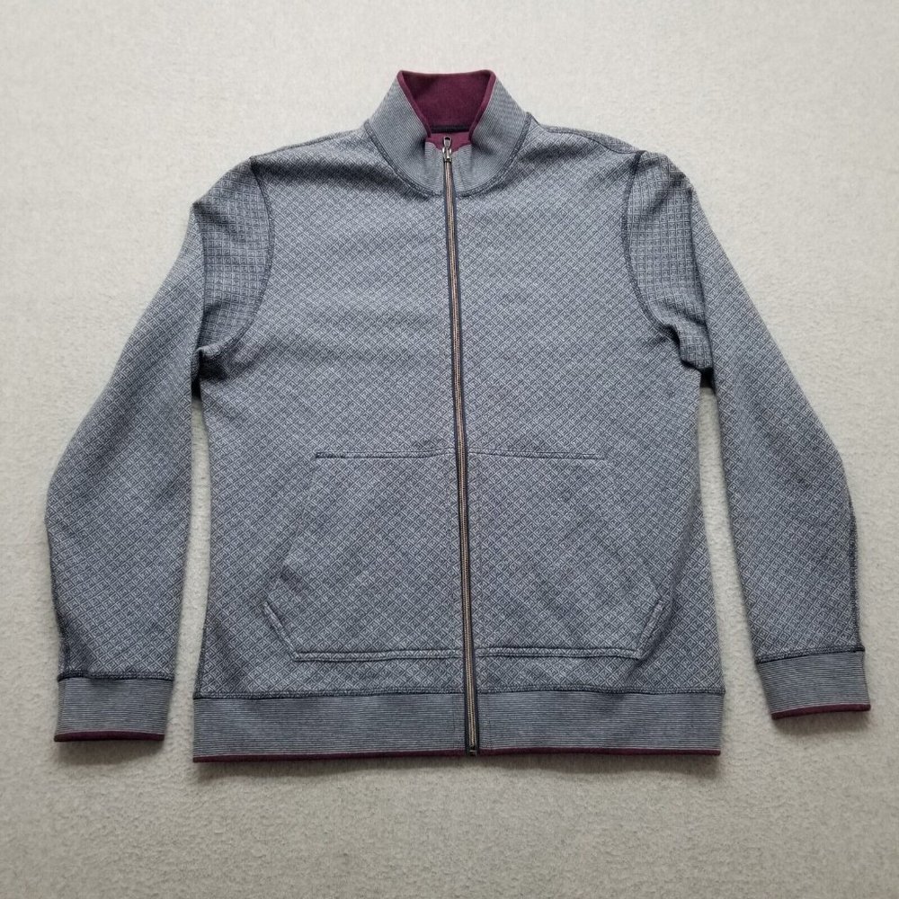 Robert Graham Jacket Mens Large Blue Full‎ Zip Pockets Reversible Cotton
